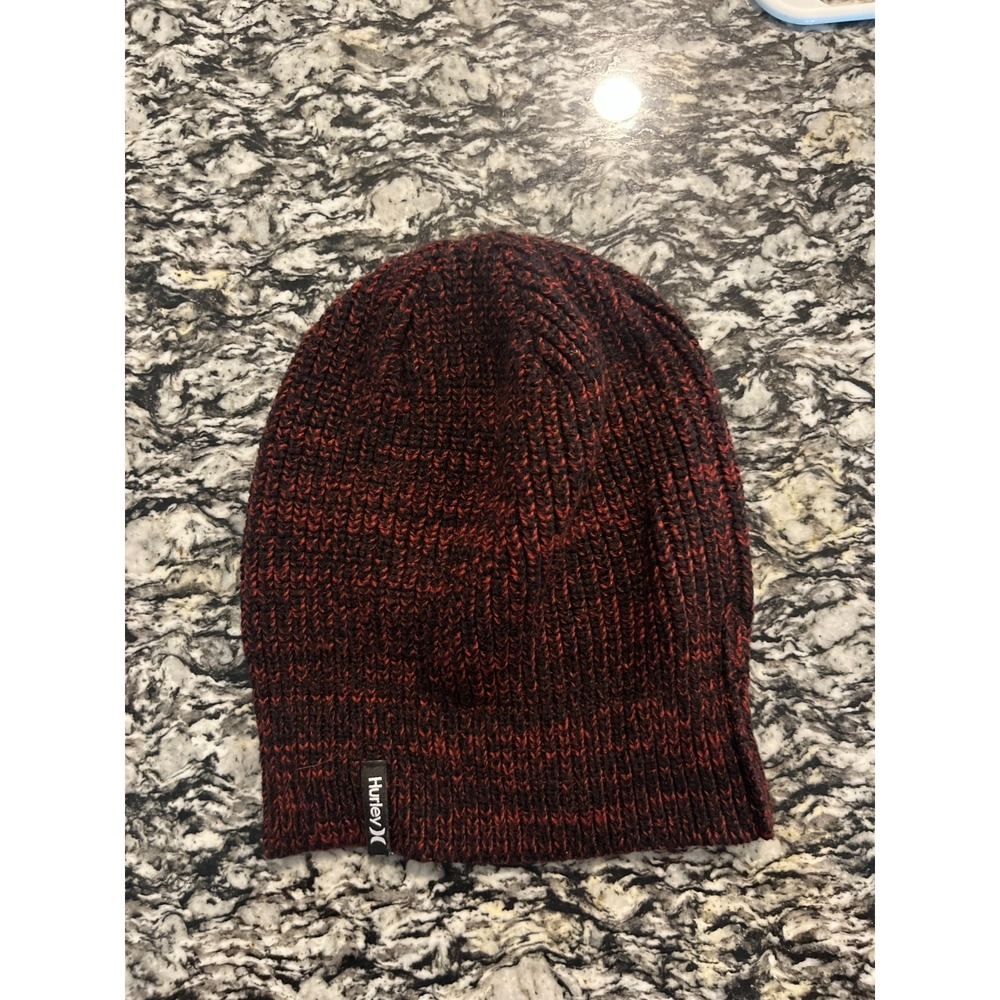 Hurley Max Cuff 2.0‎ Beanie Hat Mens One Size Red Tight Knit Winter Medium Fit
